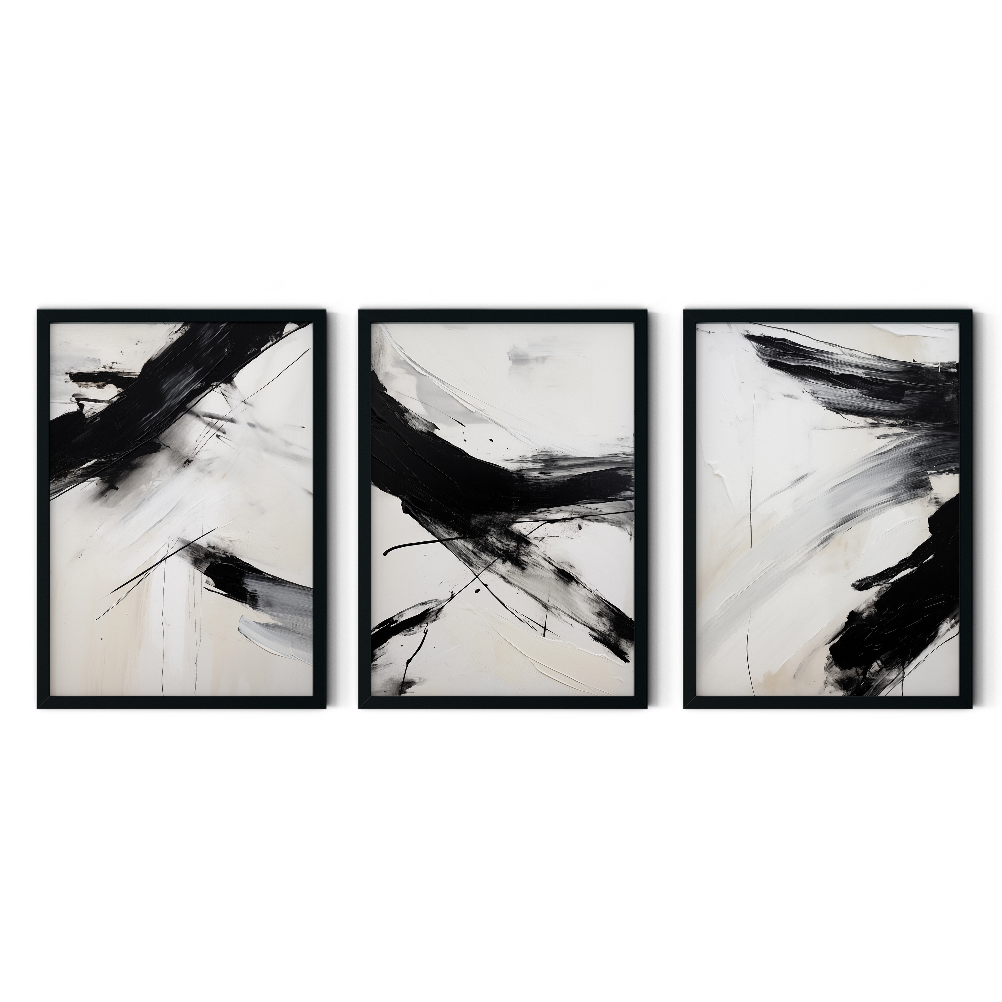 Monochrome Abstract Triptych (Set of 3)
