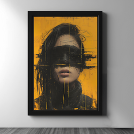 Blindfolded Silence — Abstract Portrait in Black and Yellow