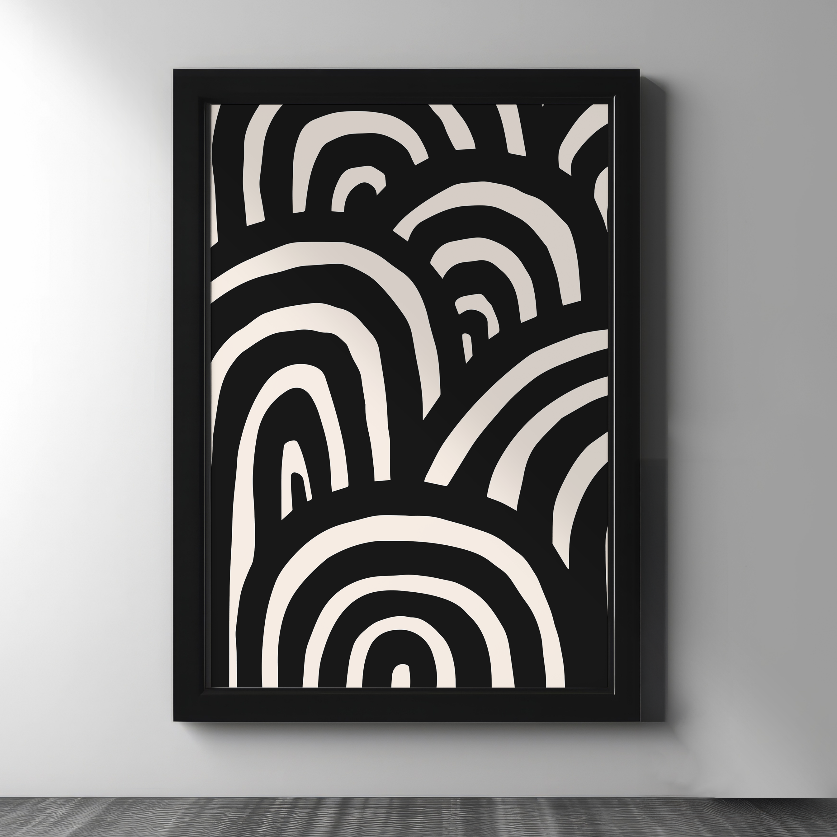Black & Cream Abstract Line Art – Set of 2
