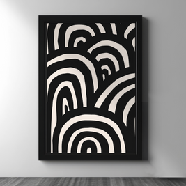 Black & Cream Abstract Line Art – Set of 2