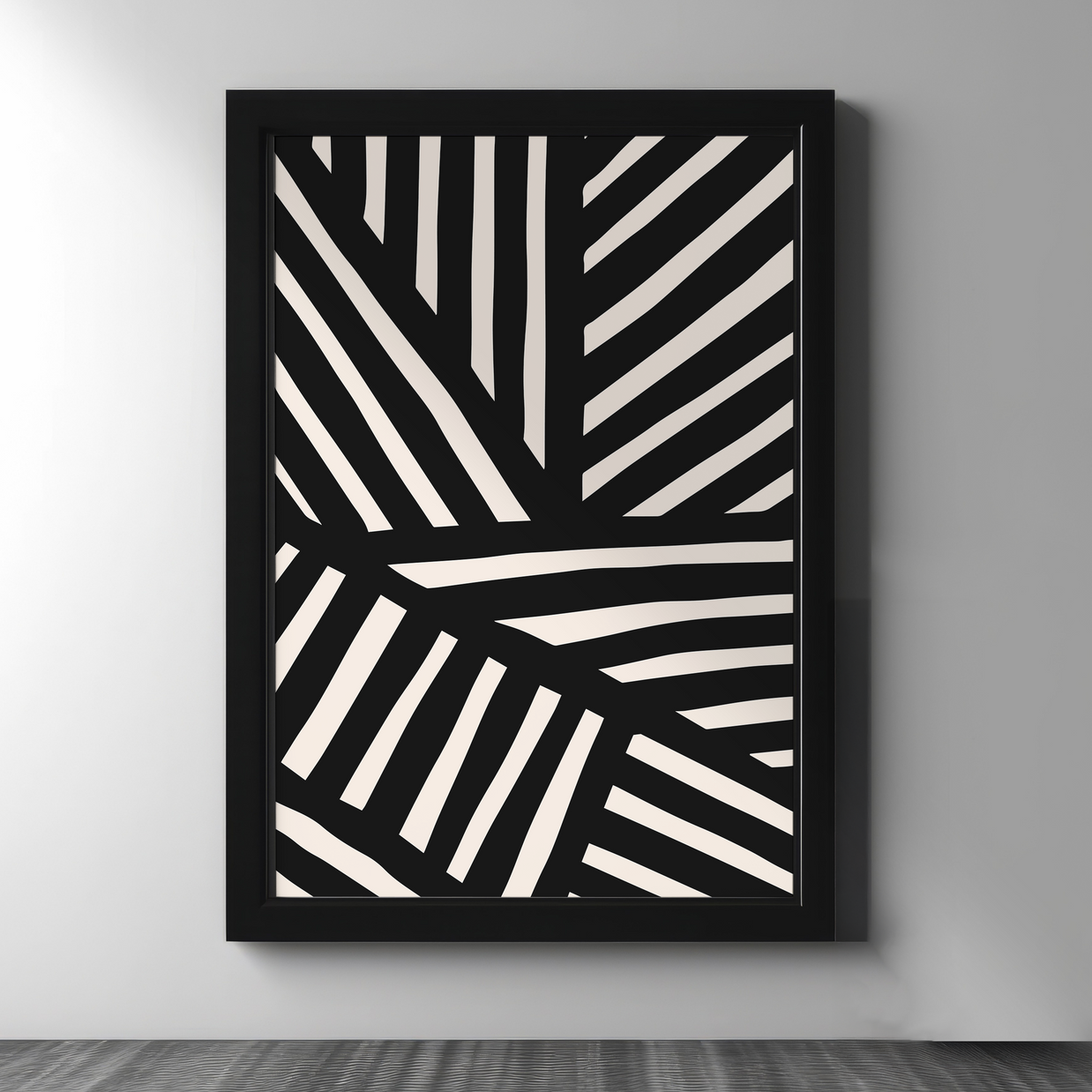 Black & Cream Abstract Line Art – Set of 2