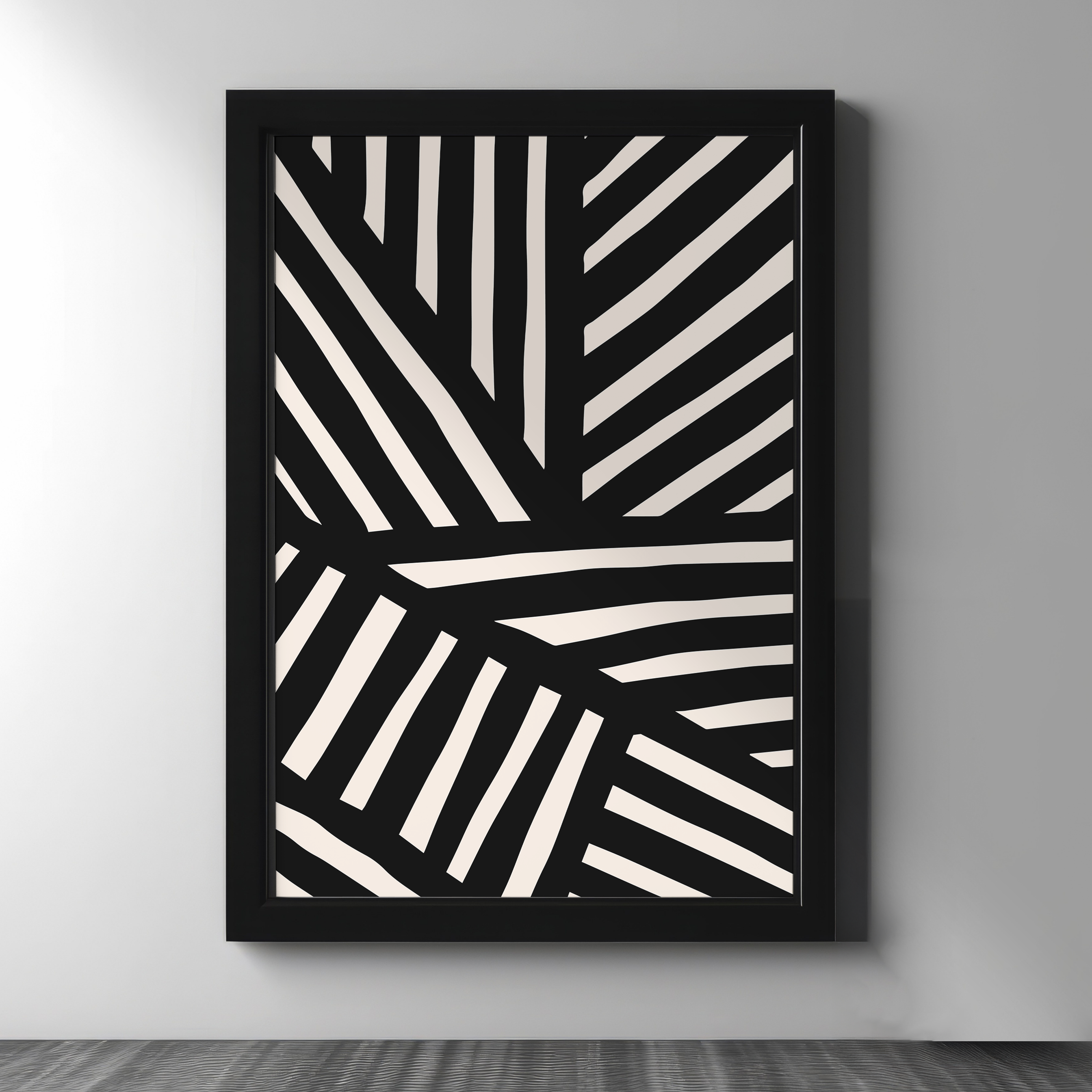 Black & Cream Abstract Line Art – Set of 2