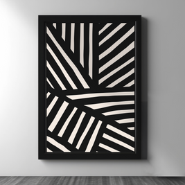 Black & Cream Abstract Line Art – Set of 2