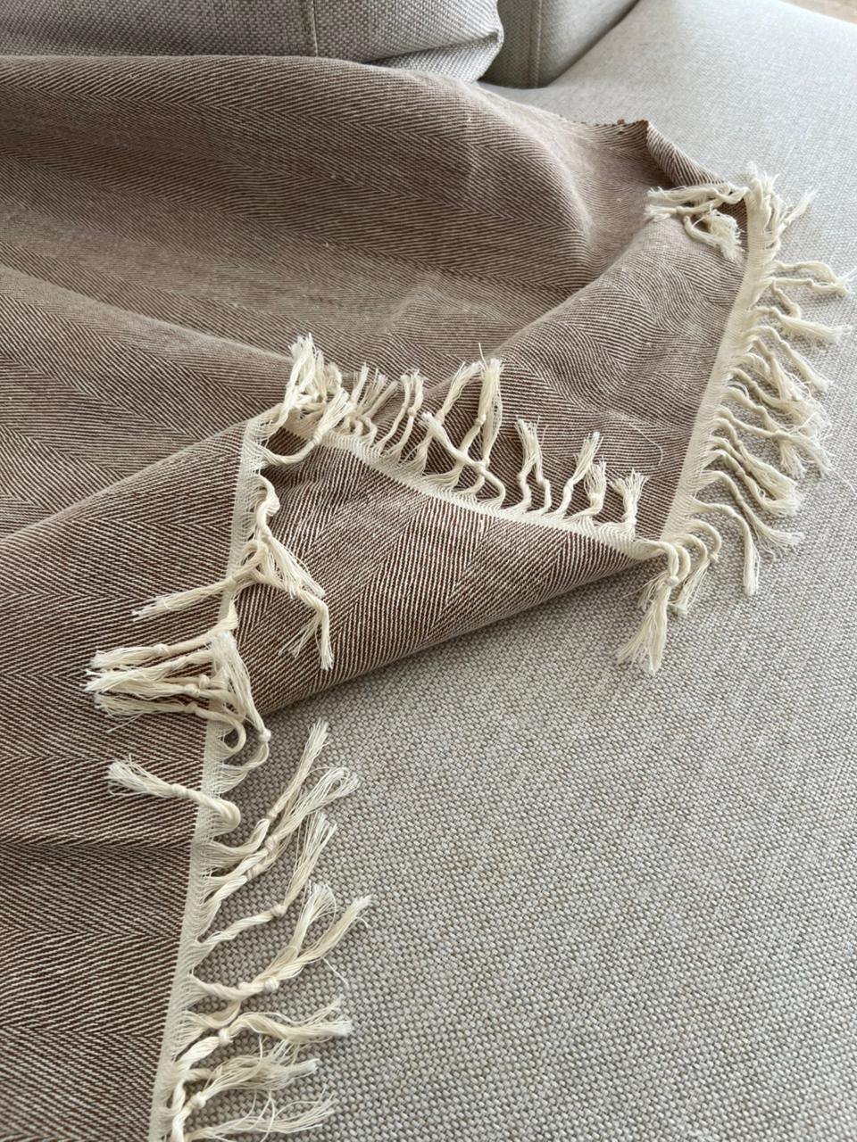 Beige linen couch cover