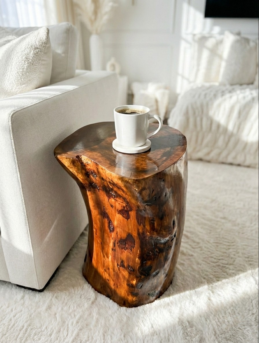 Raw Form Solid Wood Side Table