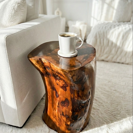 Raw Form Solid Wood Side Table