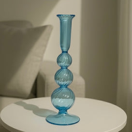 Triple ball glass candlestick