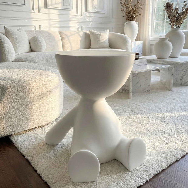 White half head side table