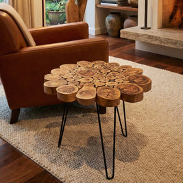 Natural Wood Slice Accent Table