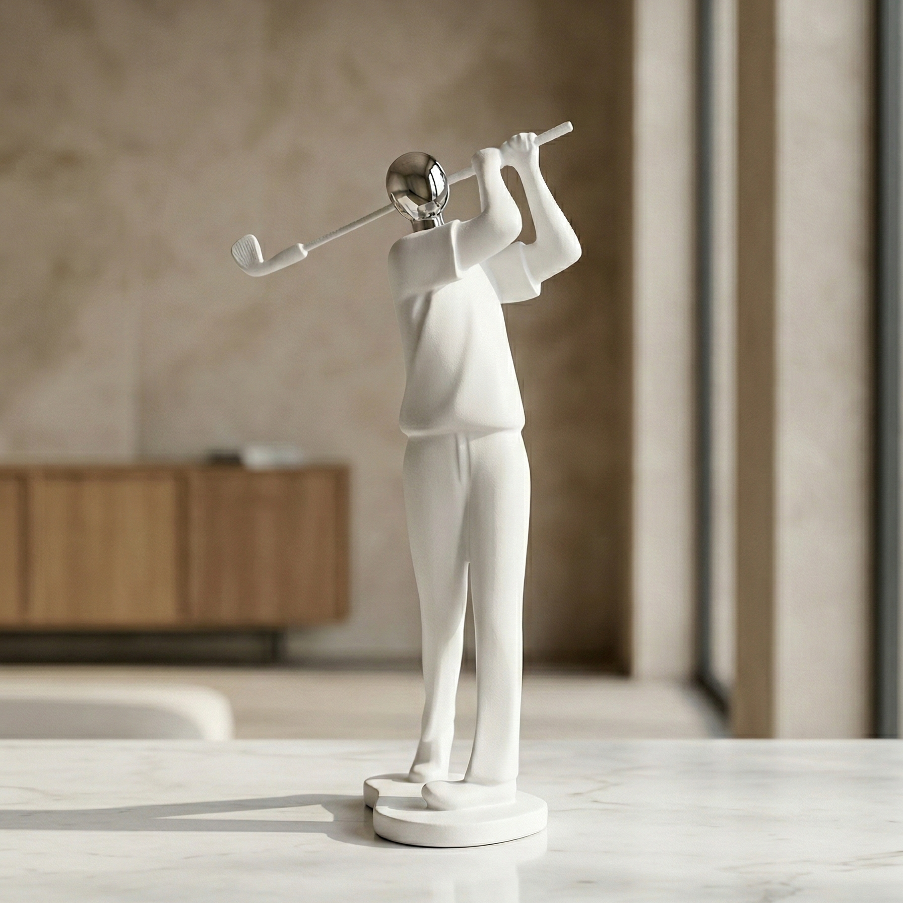 Silver Swing Modern Golfer Sculpture