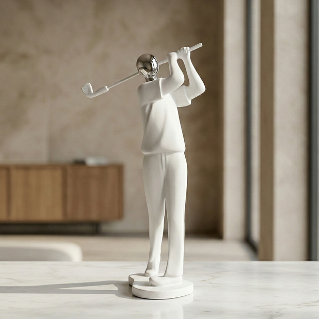 Silver Swing Modern Golfer Sculpture