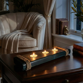Three-Slot Wood Candle Holder - Figi Home