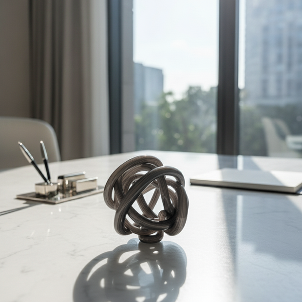 Twisted Glass Knot Sculpture