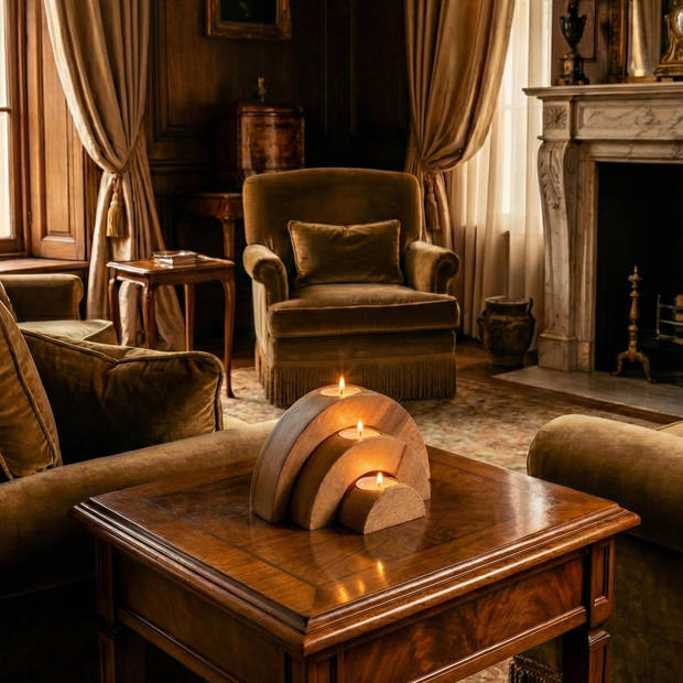 Arched Wood Candle Holder Set - Figi Home