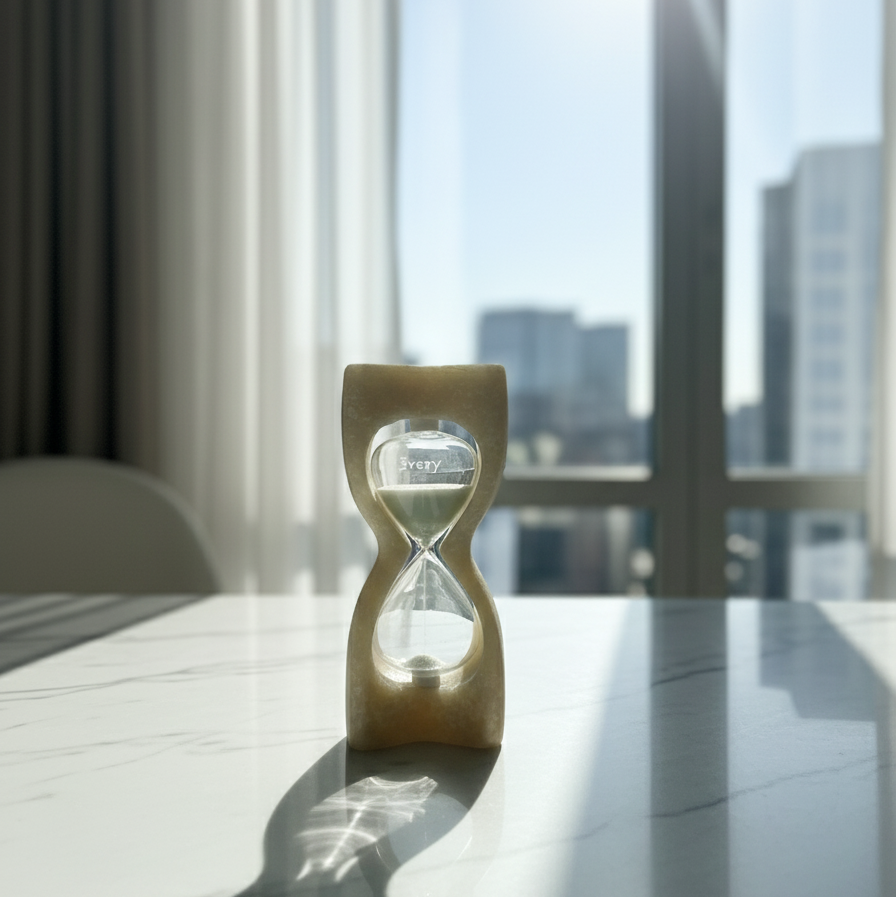 Marble-Texture Hourglass Sculpture