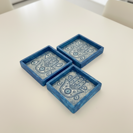 Blue khamsa Tray Set