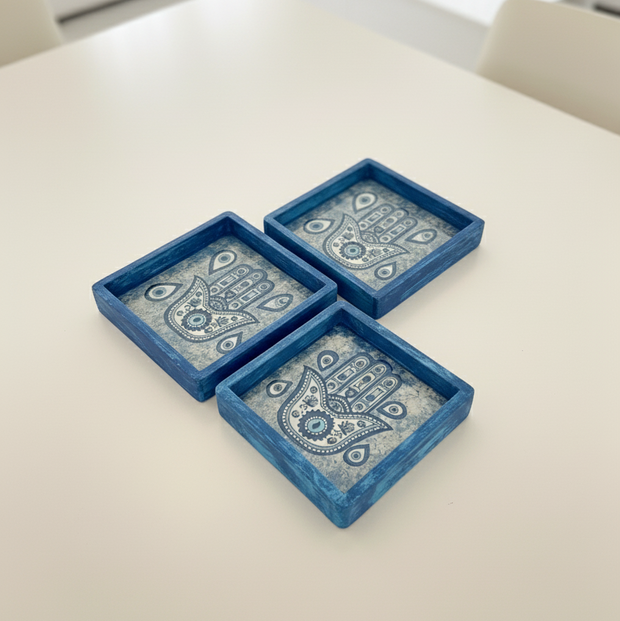 Blue khamsa Tray Set