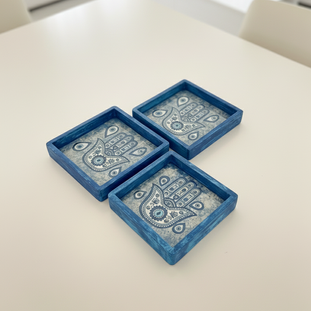 Blue khamsa Tray Set