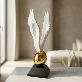 Obsidian Wings Orb Sculpture