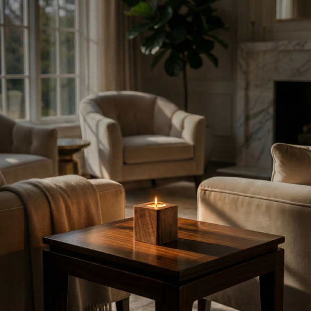 Mini Cube Wood Candle Holder - Figi Home