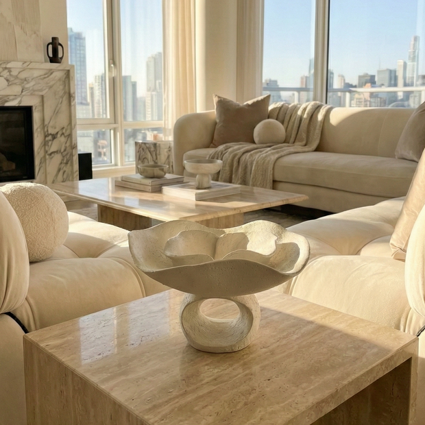 Sculpted Wave Pedestal Bowl - Figi Home