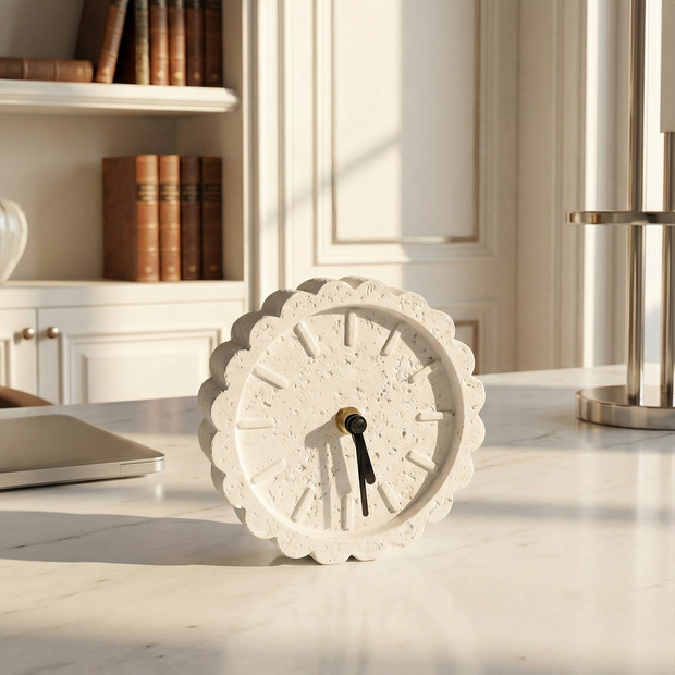 Minimal Gypsum Table Clock - Figi Home