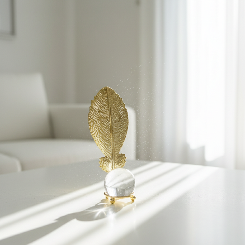 Golden Leaf Crystal Ornament