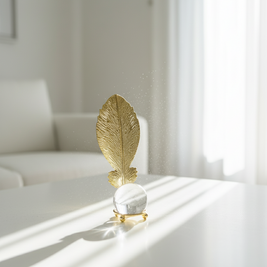 Golden Leaf Crystal Ornament