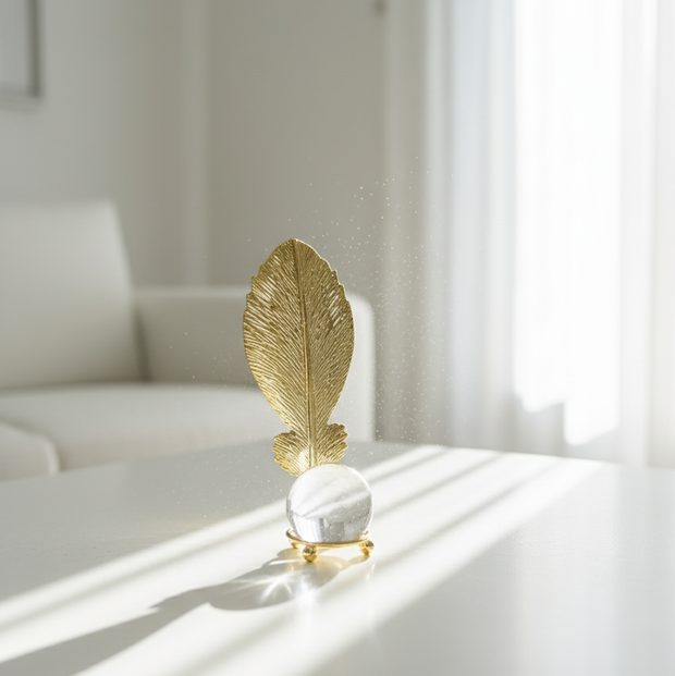 Golden Leaf Crystal Ornament