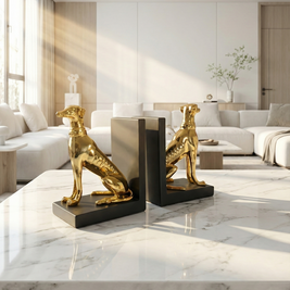 Golden Greyhound Bookends (Set of 2) - Figi Home