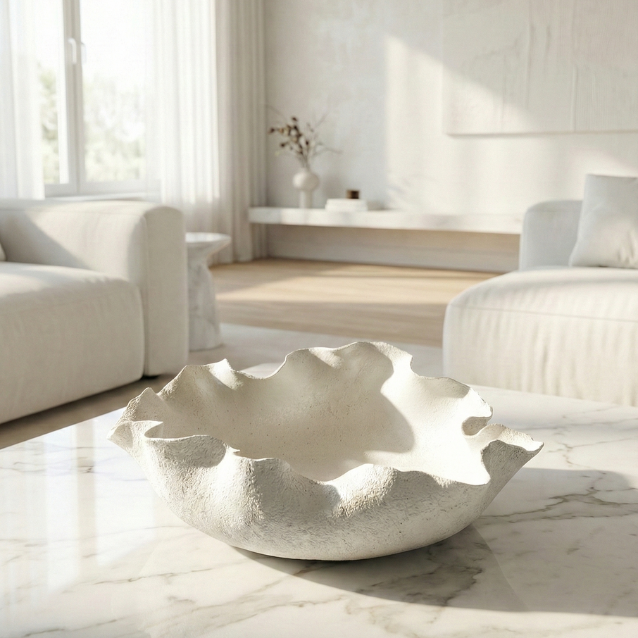 Ivory Organic Edge Decorative Bowl - Figi Home