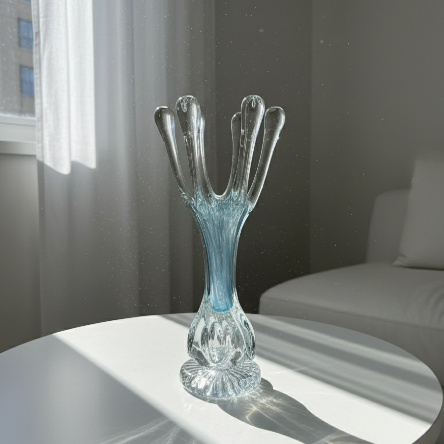 Aqua Bloom Glass Vase
