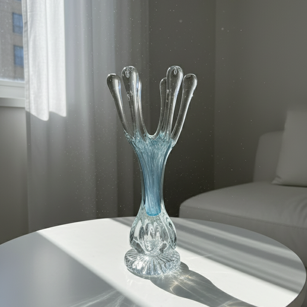 Aqua Bloom Glass Vase