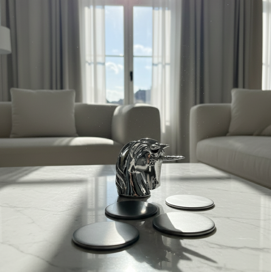 Silver Unicorn Coaster Holder