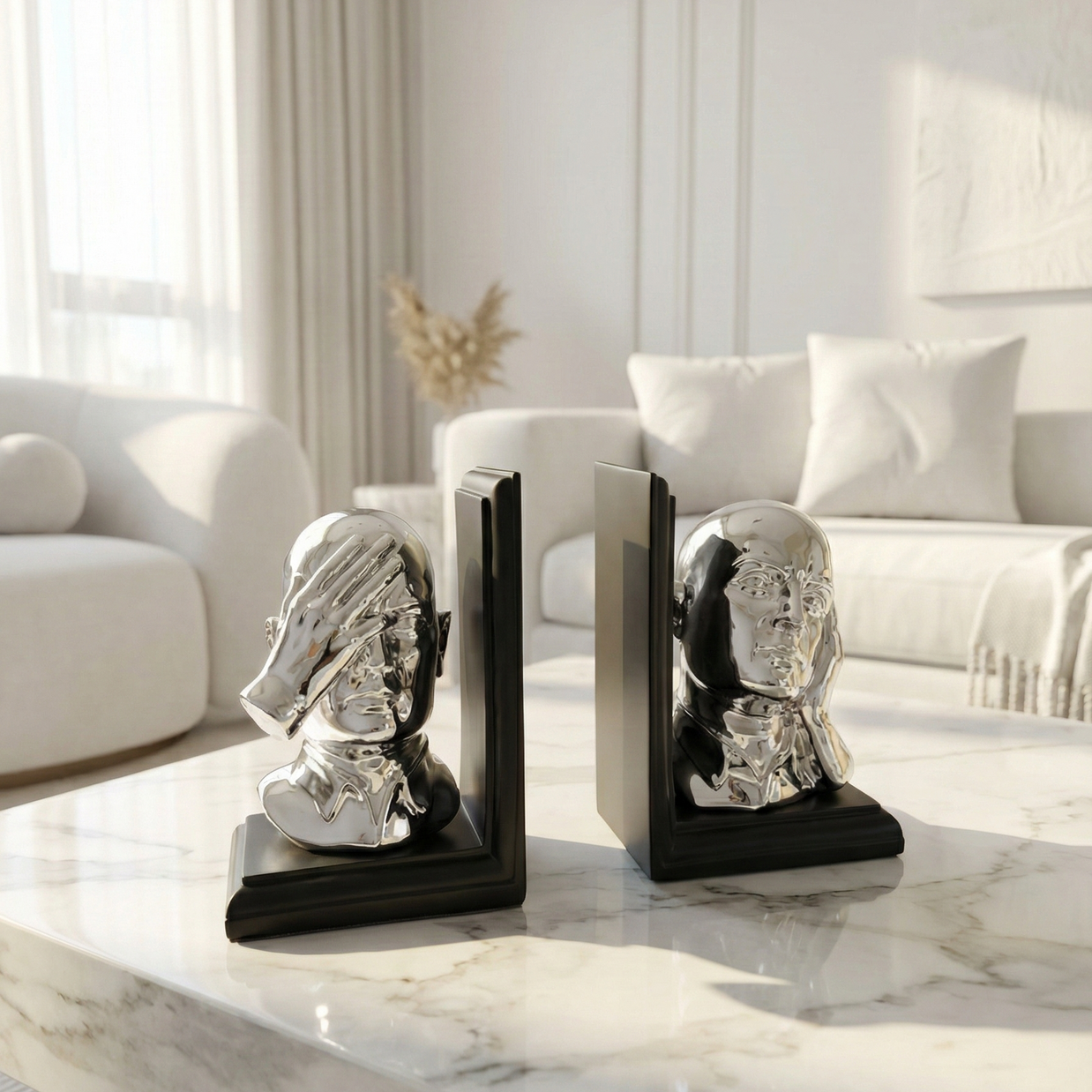 Sculptural Face Bookends (Set of 2) - Figi Home