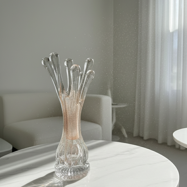 Aqua Bloom Glass Vase