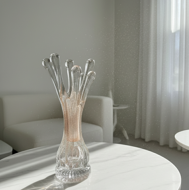 Aqua Bloom Glass Vase