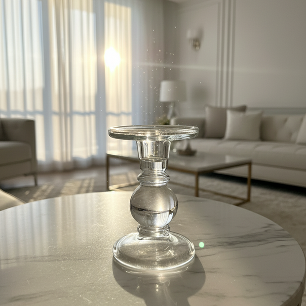 Clear Glass Candle Holder