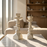 Stacked Geo Candle Holder Set