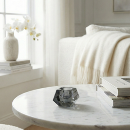 Faceted Smoky Glass Candle Holder - Figi Home