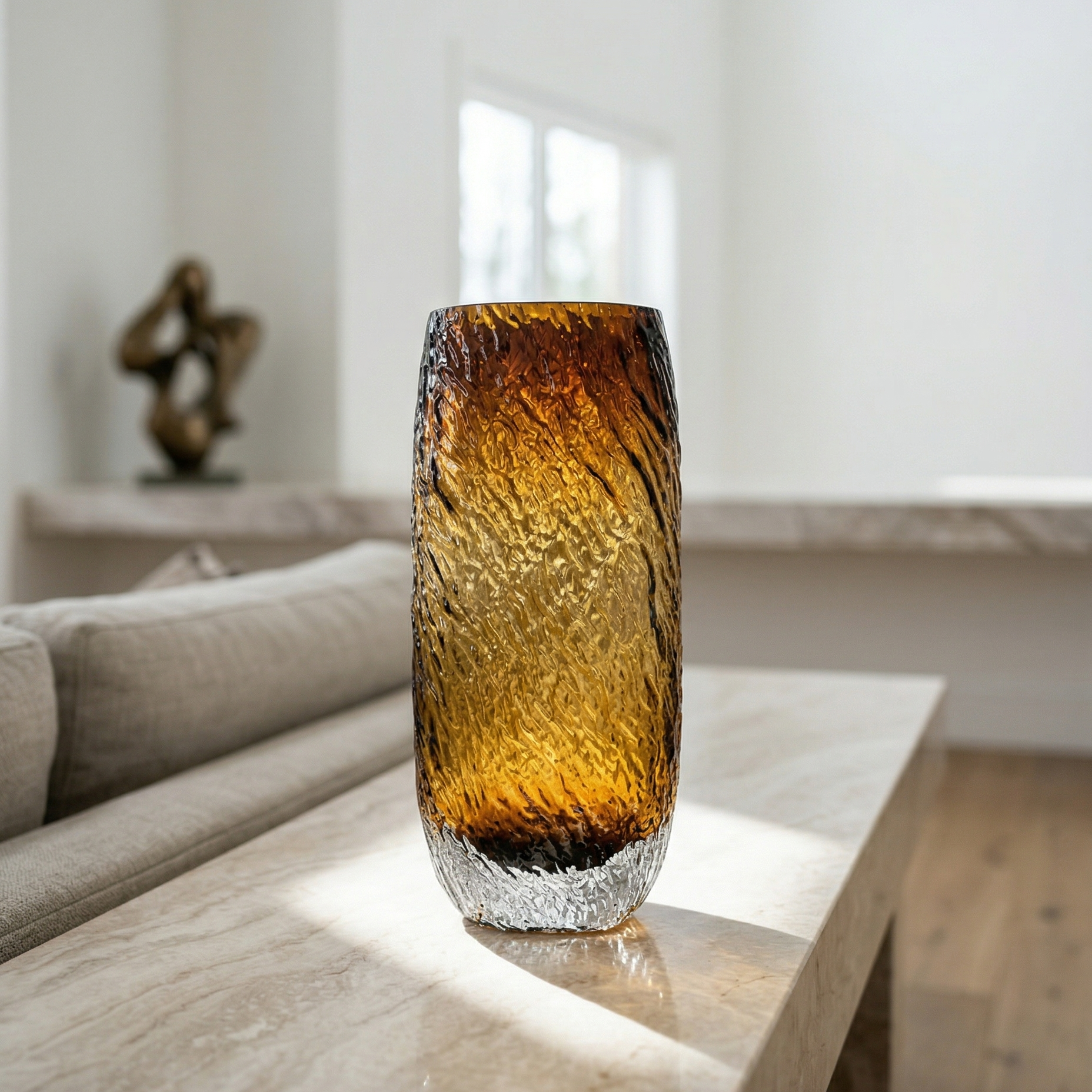 Bark Texture Glass Vase