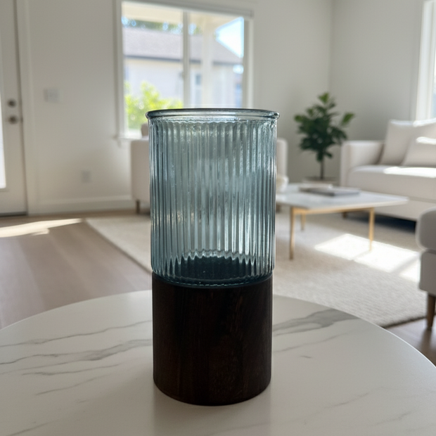 Arlo Glass & Wood Vase