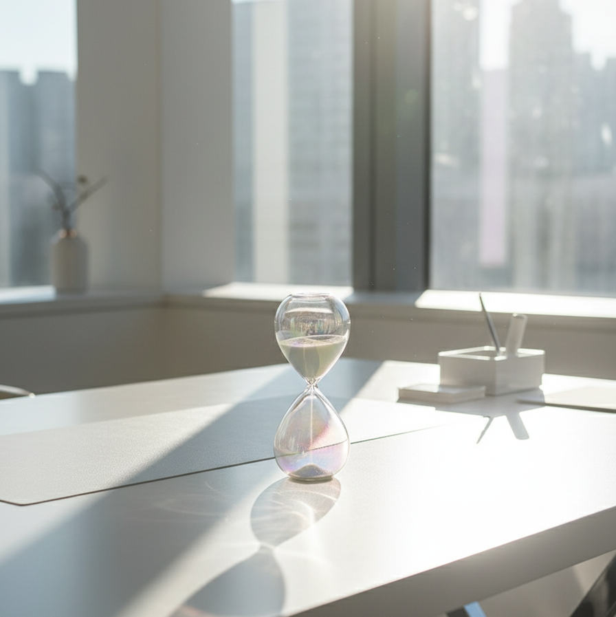 Iridescent Glass Hourglass