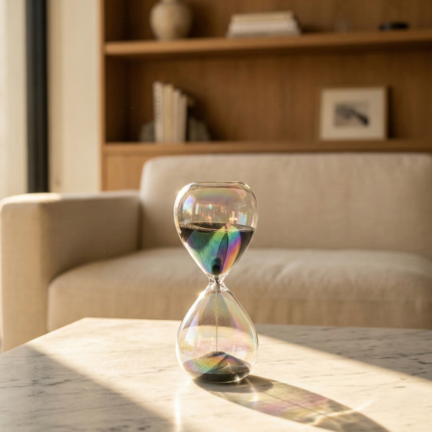 Iridescent Glass Hourglass