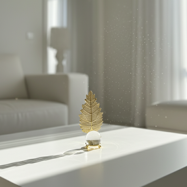 Golden Leaf Crystal Ornament