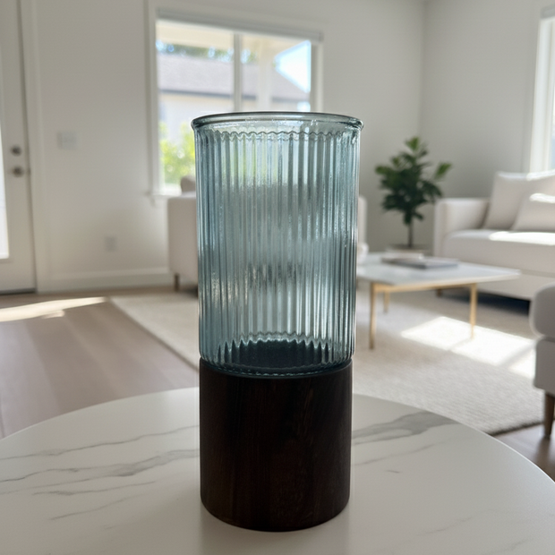 Arlo Glass & Wood Vase