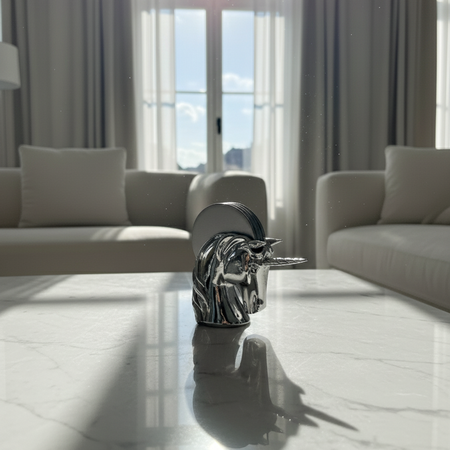 Silver Unicorn Coaster Holder