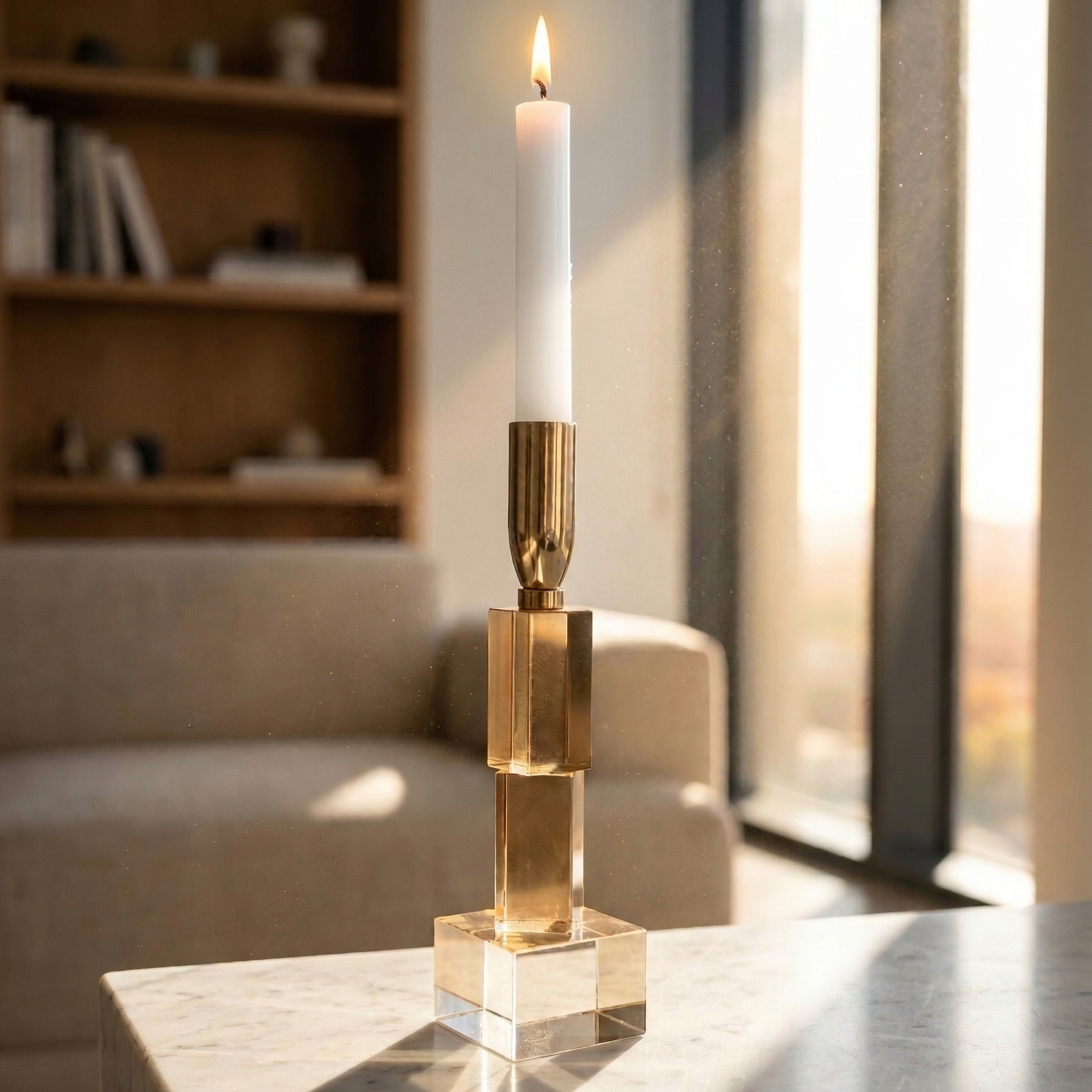 Rectangular Crystal Cube Candle Holder