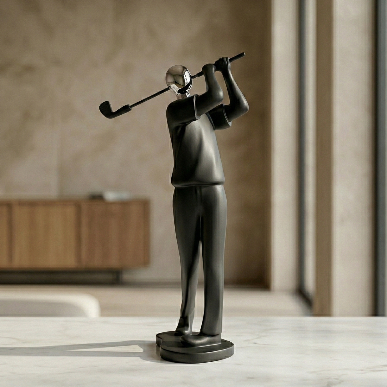Silver Swing Modern Golfer Sculpture