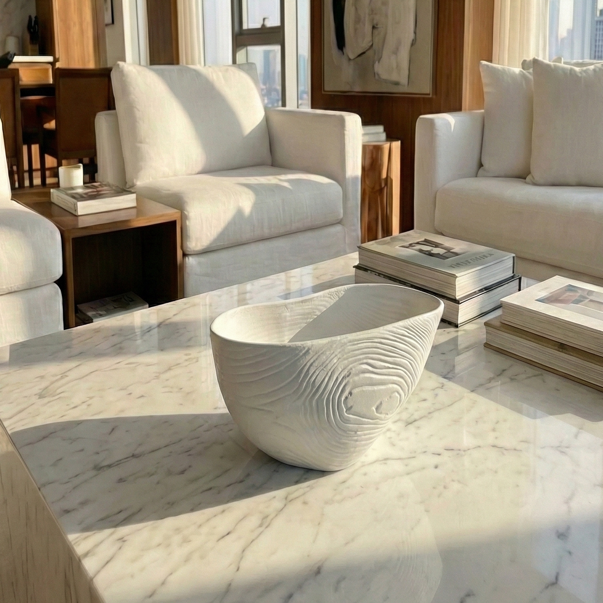 Ripple Stone Decorative Bowl